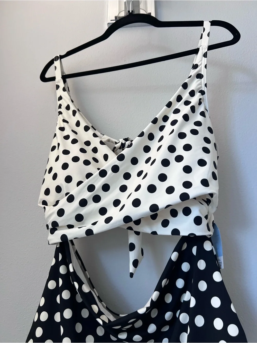Lands' End Black & White Polka Dot Cutout One-Piece Swimsuit